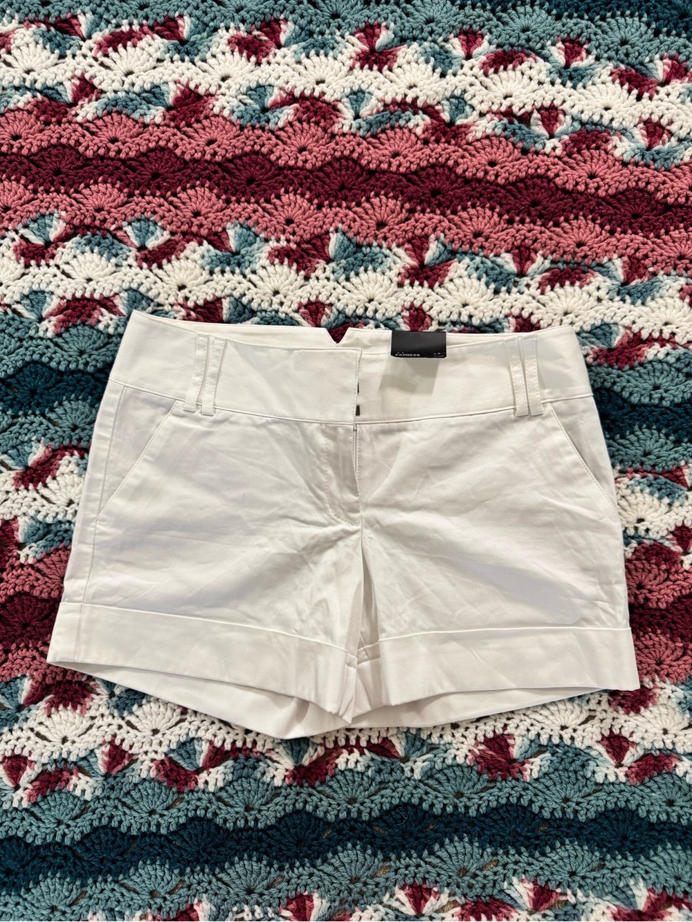 Express White Tailored Cotton-Blend Shorts